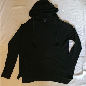 Black V-neck sweater